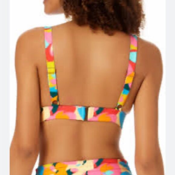 ANNE COLE WOMEN’S EASY TRIANGLE BIKINI SWIM TOP ONLY SIZE D COLOR PLUMERIA NWT - Picture 4 of 5